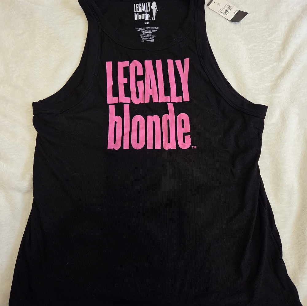 Legally Blonde Black Tank Top with Pink Logo